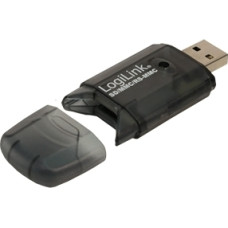 CARD READER extern LOGILINK, interfata USB 2.0, citeste/scrie: SD, MMC, RS-MMC; plastic, negru-transparent 