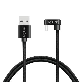 CABLU alimentare si date LOGILINK, pt. smartphone, USB 2.0, USB Type-C (T) la USB-A (T) la 180 grade, 3m, 2 x ecranat, aluminiu, negru, 