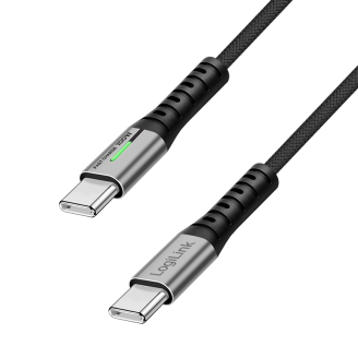 CABLU alimentare si date LOGILINK, pt. smartphone, USB 3.2, USB Gen Type-C (T) la USB Type-C (T), 1m, PD 100W, 4K, LED, 3 x ecranat, 20Gbps, metal, , negru&gri, CABLU alimentare si date LOGILINK, pt. smartphone, USB 3.2, USB Gen Type-C (T) la USB Type-C (T), 1m, PD 100W, 4K, LED, 3 x ecranat, 20Gbps, metal, , negru&gri,