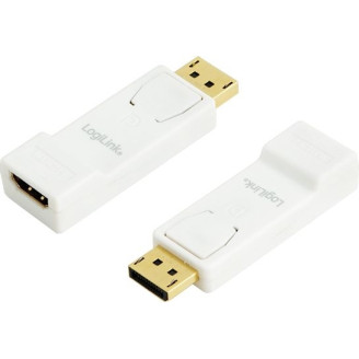ADAPTOR video LOGILINK, DisplayPort (T) la HDMI (M), conectori auriti, rezolutie maxima Full HD (1920 x 1080) la 30 Hz, alb, 