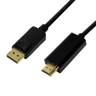 CABLU video LOGILINK, adaptor DisplayPort (T) la HDMI (T), 1m, conectori auriti, rezolutie maxima 4K UHD (3840 x 2160) la 30 Hz, negru, 