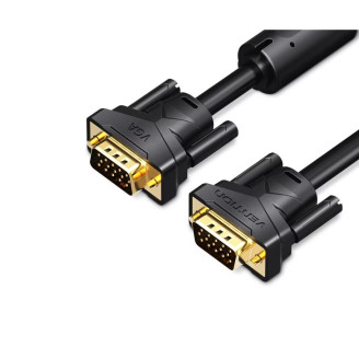 Cablu video Vention, VGA(T) la VGA(T), 2m, rezolutie maxima 1080p la 60 Hz, conectori auriti, cupru, invelis PVC, filtre de ferita, negru, 
