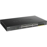 SWITCH PoE D-LINK Smart 24 porturi Gigabit (24 PoE) +  4 10G SFP+, IEEE 802.3af/at, carcasa metalica. 
