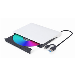 DVD-RW extern, GEMBIRD, interfata USB 2.0 + USB 3.1, negru-alb, 