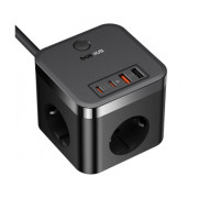 INCARCATOR RETEA Baseus GaN Powerstrip, Quick Charge 30W, 3 x AC, 2 x USB Type-C Output 5V/3A, 2 x USB, lungime cablu 1.5m, negru INCARCATOR RETEA Baseus GaN Powerstrip, Quick Charge 30W, 3 x AC, 2 x USB Type-C Output 5V/3A, 2 x USB, lungime cablu 1.5m, negru