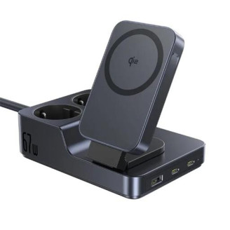 INCARCATOR RETEA Baseus Nomos Powerstrip, QC 67W, 2 x AC, 2xUSB Type-C, 1 x USB, 1 x incarcare wireless magnetica 15W, lungime cablu 1.5m, negru INCARCATOR RETEA Baseus Nomos Powerstrip, QC 67W, 2 x AC, 2xUSB Type-C, 1 x USB, 1 x incarcare wireless magnetica 15W, lungime cablu 1.5m, negru
