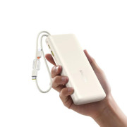 POWER BANK Baseus EnerFill FC41, display, cablu integrat retractabil 2 x USB Type-C, capacitate 20000mAh 100W, alb 