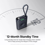 POWER BANK Baseus EnerFill FW11, 1640mAh, compatibil cu Apple Watch, 5W, cablu integrat  1 x USB Type-C, negru, 