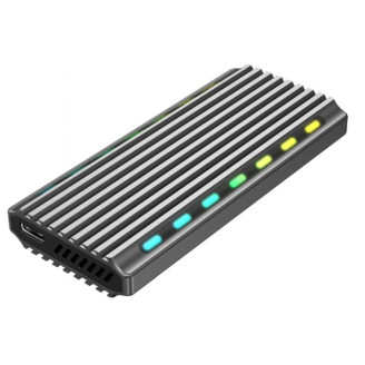 RACK extern GEMBIRD, pt. SSD, M.2, M.2 S-ATA NGFF si  M.2 PCIe NVME, interfata PC USB 3.1, RGB LED backlight, aluminiu, argintiu, 