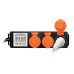 PRELUNGITOR LOGILINK, Schuko x 3, cablu 3G 1.5mm2, 230 V/16 A, 50 Hz, max. 3500 W, contor cost energetic, LCD, 3 butoane operare, IP44, de exterior, 1.4m, negru-portocaliu, 