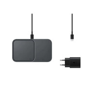 Wireless Charger Duo 15W Super Fast Wireless Charge; Travel Adapter 25W Super Fast Charge; USB-C to USB-C Cable, 1m; Black Wireless Charger Duo 15W Super Fast Wireless Charge; Travel Adapter 25W Super Fast Charge; USB-C to USB-C Cable, 1m; Black