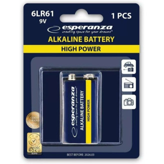 Baterie Alcalina Esperanza EZB110 6LR61 9V 1 buc Blister 