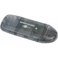 CARD READER extern GEMBIRD, interfata USB 2.0, citeste/scrie: SD, MMC, RS-MMC; plastic, negru-transparent, 