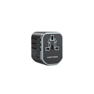 Adaptor universal de calatorie retea Vention, 20W, PD 20W, QC 18W, negru, Adaptor universal de calatorie retea Vention, 20W, PD 20W, QC 18W, negru,