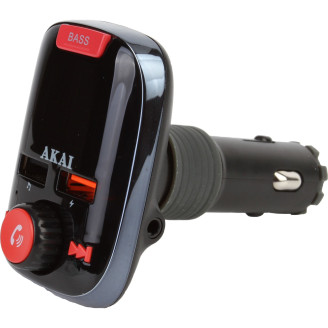 MODULATOR FM AKAI, Bluetooth 5.0, quick charge QC3.0, format MP3 | WMA, USB x 2, SD, montare la priza auto, 
