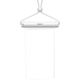 HUSA IMPERMEABILA Baseus, pentru smartphone diagonala maxima 7.2 inch, transparenta cu zip alb 