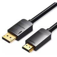 Cablu video Vention, DisplayPort(T) la HDMI(T), 2m, rezolutie maxima 1080p la 60 Hz, conectori auriti, cupru, invelis PVC, negru, 