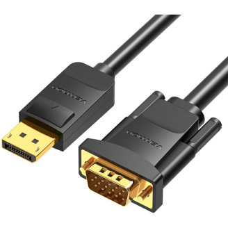 Cablu video Vention, DisplayPort(T) la VGA(T), 1.5m, rezolutie maxima 1080p la 60 Hz, conectori auriti, cupru, invelis PVC, negru, 