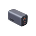 Alimentator retea Aukey, PA-B6U GR, 67W, fast charge, 1 x USB-A, 2 x USB-C, gri, 