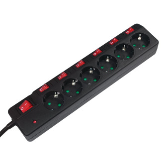 PRELUNGITOR LOGILINK, Schuko x 6, conectare prin Schuko (T), cablu 1.5 m, 16 A, protectie supratensiune, protectie copii, negru, PRELUNGITOR LOGILINK, Schuko x 6, conectare prin Schuko (T), cablu 1.5 m, 16 A, protectie supratensiune, protectie copii, negru,