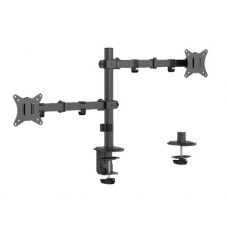 SUPORT de birou Gembird, pt 2 TV/monitor plat, diag. max 32 inch, rotatie, inclinare, pivotare, orizontal, vertical, max 2x9 kg, 