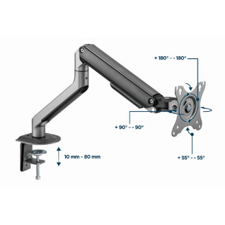 SUPORT de birou Gembird, pt 1 TV/monitor plat, diag. max 17-32 inch, rotatie, inclinare, pivotare, max 9 kg, space-grey, SUPORT de birou Gembird, pt 1 TV/monitor plat, diag. max 17-32 inch, rotatie, inclinare, pivotare, max 9 kg, space-grey,