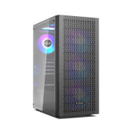 CARCASA PCCOOLER, Middle Tower, ATX, fara sursa, sticla securizata, 4 x fan +controller incluse, iluminare ARGB, negru, USB 3.2 gen 1 x 1, USB 2.0 x 2, mic, audio, 