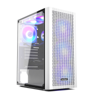CARCASA PCCOOLER, Middle Tower, ATX, fara sursa, sticla securizata, 3 ventilatoare incluse, iluminare ARGB, alb, USB 3.2 gen 1 x 1, USB 2.0 x 2, mic, audio, 