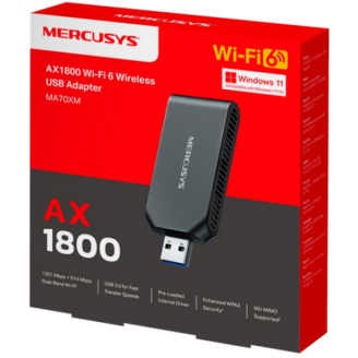 ADAPTOR RETEA MERCUSYS, AX1800 extern wireless Dual-Band, USB 3.0, 1800 Mbps, antena interna x 2, ADAPTOR RETEA MERCUSYS, AX1800 extern wireless Dual-Band, USB 3.0, 1800 Mbps, antena interna x 2,