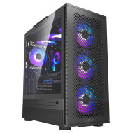 CARCASA PCCOOLER, Tower, ATX, fara sursa, sticla securizata, 3 ventilatoare incluse, iluminare ARGB, negru, USB 3.2 gen 1 x 1, USB 2.0 x 2, mic, audio, 