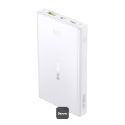 POWER BANK Baseus PicoGo, 10000mAh, 20W, 2 x USB Type-C, 1 x USB, cablu inclus USB Type-C la USB Type-C 30cm, alb, 