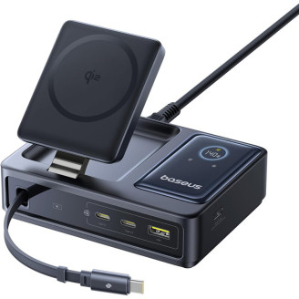 INCARCATOR retea Baseus NOMOS 5-in-1 Desktop Charger, Quick Charge 140W, incarcare wireless 15W max. Qi2, 3 x USB Type-C, 1 x USB, negru INCARCATOR retea Baseus NOMOS 5-in-1 Desktop Charger, Quick Charge 140W, incarcare wireless 15W max. Qi2, 3 x USB Type-C, 1 x USB, negru