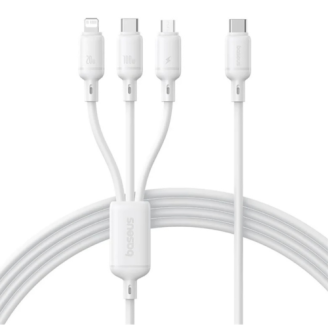 CABLU alimentare si date Baseus One-for-three, Fast Charging Data Cable pt. smartphone, USB Type-C la 1 x USB Type-C, 1 x micro USB, 1 x Iphone Lightning, 100W, 1.5m, alb CABLU alimentare si date Baseus One-for-three, Fast Charging Data Cable pt. smartphone, USB Type-C la 1 x USB Type-C, 1 x micro USB, 1 x Iphone Lightning, 100W, 1.5m, alb