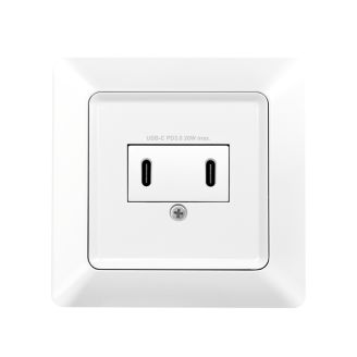 PRIZA LOGILINK, pentru perete, Schuko x 1, 2xUSB-C PD 25W , 230V AC, 50 Hz, 16A, protectie IP20, adancime 35mm, alb, 