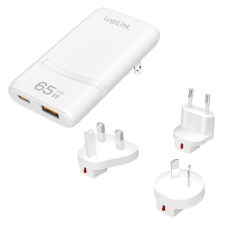 ALIMENTATOR retea 220V LOGILINK, universal, 1 x USB-C, 1 x USB-A, maxim 20V/3.25A, GaN 65W, tip travel: adaptor EU/UK/AU, suport OCP/OVP/OHP/SCP, compatibil EU/AUS/US/UK, alb, ALIMENTATOR retea 220V LOGILINK, universal, 1 x USB-C, 1 x USB-A, maxim 20V/3.25A, GaN 65W, tip travel: adaptor EU/UK/AU, suport OCP/OVP/OHP/SCP, compatibil EU/AUS/US/UK, alb,
