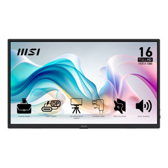 MSI PRO MP165 E6 15.6inch IPS FHD 60Hz 4ms HDMI 2xUSB Type C 2x1W Speaker 
