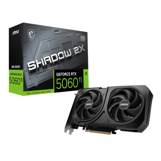 MSI Video Card NVIDIA GeForce RTX 5060 Ti 8G SHADOW 2X OC PLUS, 8GB GDDR7, 4608 CUDA Cores, PCIe 5.0 (x8), 3x DP 2.1b, HDMI 2.1b, 180W TDP, 3Y 