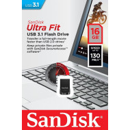 MEMORIE USB 3.1 SANDISK 16 GB, profil mic, carcasa plastic, negru, 