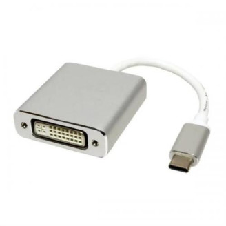 CABLU video SPACER, adaptor USB Type-C (T) la DVI-I DL (M), 15cm, rezolutie maxima 4K UHD (3840 x 2160) la 30 Hz, silver, 