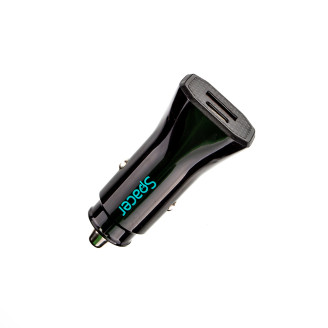 ALIMENTATOR auto SPACER Fast Charge 12W, 5V/2.4A max, putere 12W, 1 x USB + 1 x USB Type-C, pt. bricheta auto, black, 