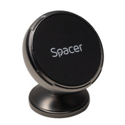SUPORT auto magnetic SPACER pt. SmartPhone, Metalic,fixare prin adeziv, Magnetic, 4 SuperMagneti N50, rotire 360 grade, negru, 