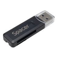 CARD READER extern SPACER, interfata USB 3.0,  citeste/scrie: SD, micro SD, Negru, 