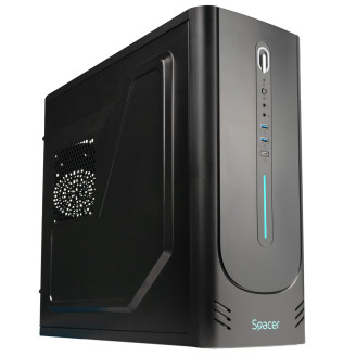CARCASA SPACER - office, Middle Tower, ATX, fara sursa, USB 3.0 x 2, USB Type C x 1, HD Audio, black 