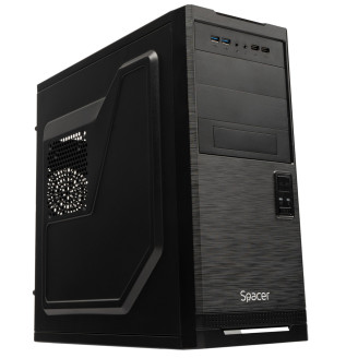 CARCASA SPACER - office, Middle Tower, ATX, fara sursa, USB 3.0 x 2, USB 2.0 x 2, HD Audio, black 