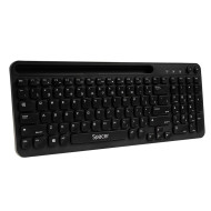 TASTATURA wireless SPACER, 102 taste, low profile keycap, suport telefon, 1 baterie AAA inclusa, neagra, 