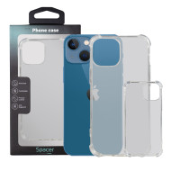 Husa Iphone 13 Mini Spacer, transparenta, grosime 1.5mm, protectie suplimentara antisoc la colturi, material flexibil TPU 