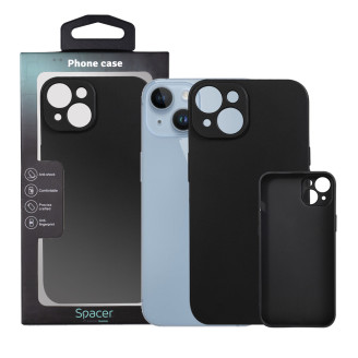 Husa Iphone 14 Spacer, grosime 1.5mm, material flexibil TPU, negru 