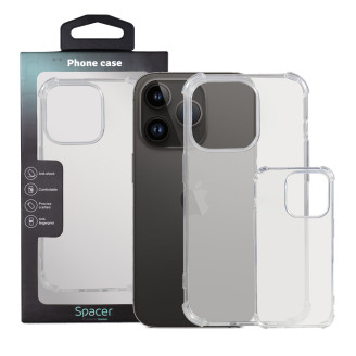 Husa Iphone 14 Pro Spacer, grosime 1.5mm, protectie suplimentara antisoc la colturi, material flexibil TPU, transparenta 