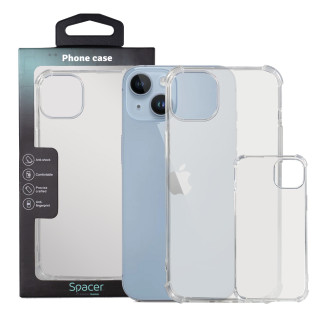 Husa Iphone 14 Plus Spacer, grosime 1.5mm, protectie suplimentara antisoc la colturi, material flexibil TPU, transparenta 