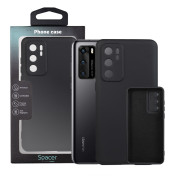 Husa Huawei telefon P 40, negru, tip back cover, material flexibil silicon + interior cu microfibra, 